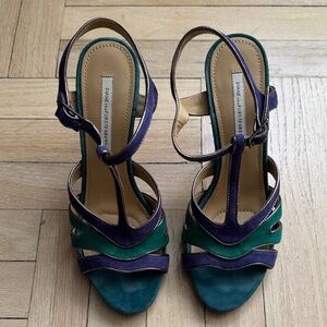 Diane Von Furstenberg Green and Blue Heels